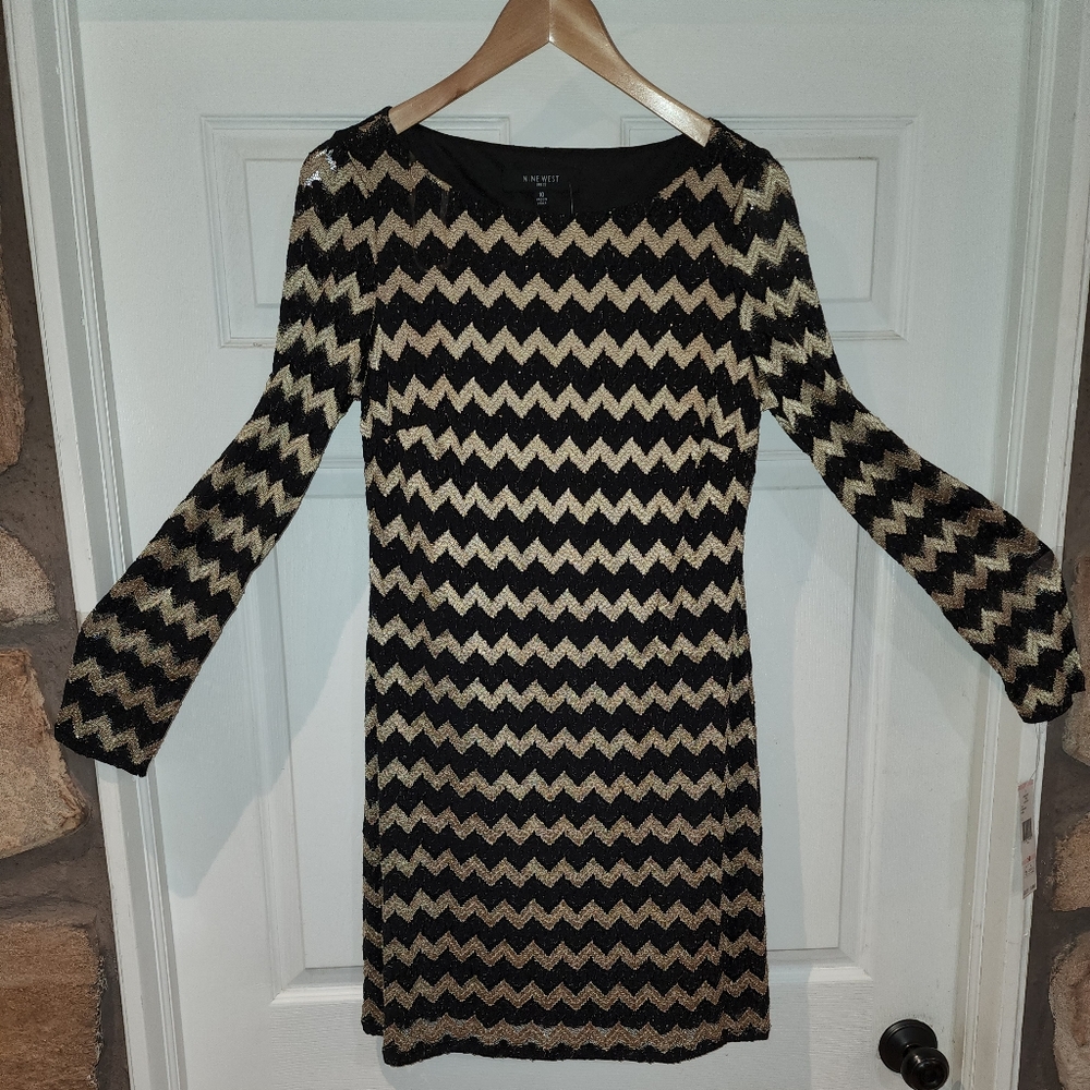 Nine West dress, black/gold, size 10